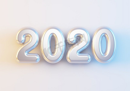 2020新年快乐创意设计背景或贺卡。3d渲染