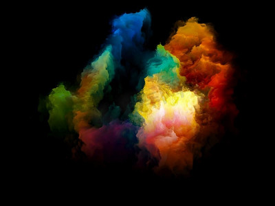 彩色块。彩虹岛系列与艺术、创意和设计相关的充满活力的色调和渐变的相互作用