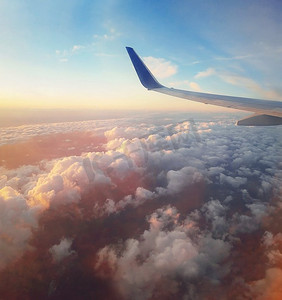 飞机空中摄影照片_ 空气，空中，云，天空