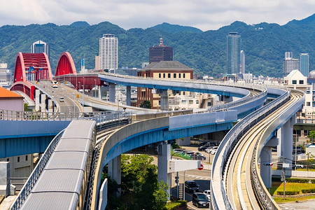 单轨铁路和高速公路红桥到神户市中心兵库关西日本