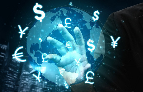 货币兑换全球外汇金融—国际外汇市场与不同的世界货币符号转换。