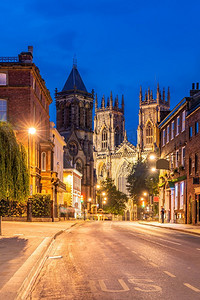 英国地标摄影照片_约克大教堂日落黄昏，约克，英国英国.
