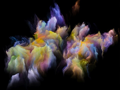 上色空间系列。立体生动的多云阵型。关于艺术、想象力、创造力和教育主题的抽象。