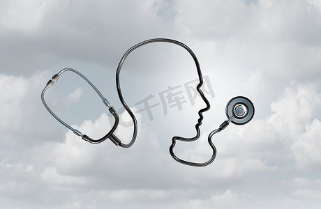 心理健康意识月医疗保健或医疗保健概念作为3D插图。