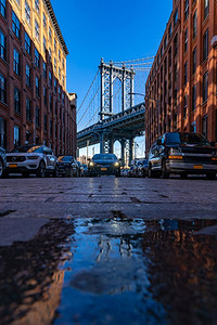 曼哈顿大桥下天桥—杜博点从布鲁克林纽约市纽约美国