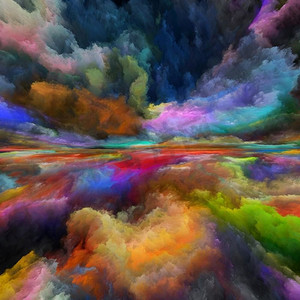 梦之地系列以宇宙、自然、风景画、创造力和想象力为主题的数字色彩抽象设计