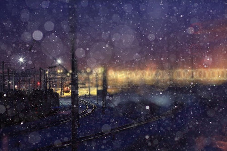 铁路北侧冬日夜景