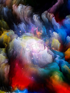 在虚拟画布上的彩色颜料组成的创造力，想象力，内心世界和艺术的主题