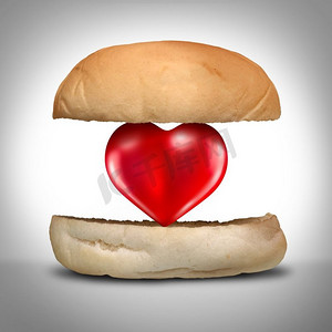 美食与食品心理学作为一个营养和餐厅吃爱的概念或情人节餐象征与三维插图元素。