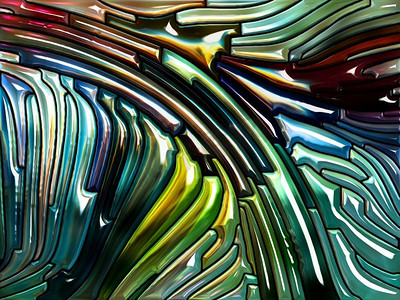 液体图案系列。抽象设计由彩色玻璃制成，让人联想到新艺术运动的主题，自然，美丽和灵性