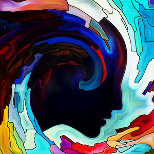 碎片彩色玻璃摄影照片_螺旋旋转系列彩色玻璃漩涡图案的组成彩色的设计，创造力，艺术和想象力的主题上的色彩碎片