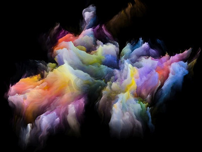 抽象立体摄影照片_上色空间系列。立体生动的多云阵型。关于艺术、想象力、创造力和教育主题的抽象。