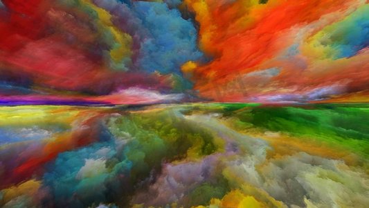 梦之地系列以宇宙、自然、风景画、创造力和想象力为主题的数字色彩抽象设计