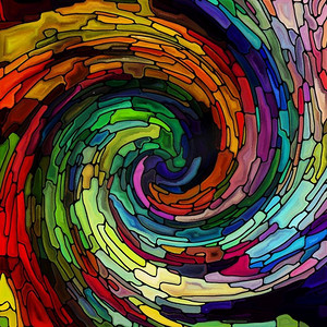 螺旋旋转系列彩色玻璃漩涡图案的组成彩色的设计，创造力，艺术和想象力的项目