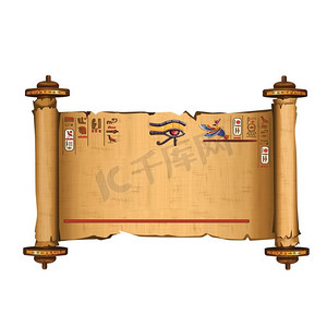 埃及纸摄影照片_ 纸莎草纸，卷轴，古代，历史