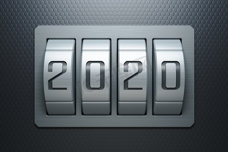2020新年快乐创意设计背景或贺卡。3d渲染