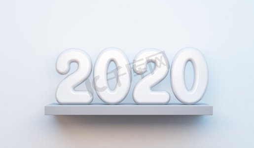 2020海报背景摄影照片_2020新年快乐创意设计背景或贺卡。3d渲染