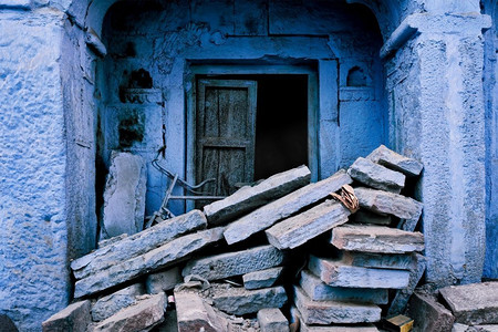  拉贾斯坦邦，蓝色，房子，印度