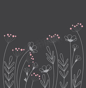花卉的矢量插图。野花、装饰花、草地花卉的装饰。草甸花卉的背景