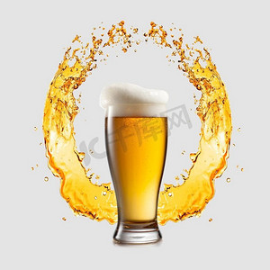 邮筒logo摄影照片_ 啤酒，飞溅，玻璃，徽章