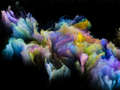 色彩空间系列三维七彩云雾阵。艺术、想象力、创造力和教育的主题抽象。