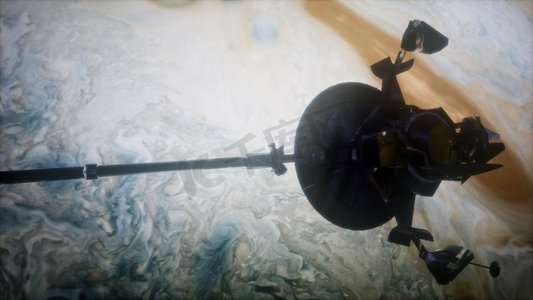 伽利略号宇宙飞船绕木星运行。美国国家航空航天局提供的这张图片的元素。伽利略号航天器绕木星运行