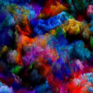 油漆运动。彩色梦系列渐变和光谱色调的意象与想象力、创造力和艺术绘画的概念关联