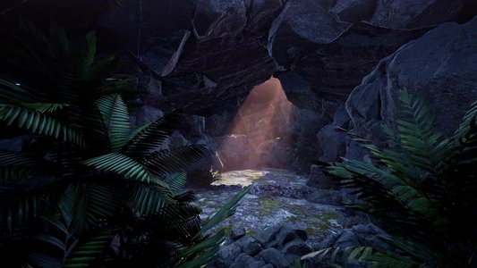 4K阳光照射在美丽的神秘洞穴里