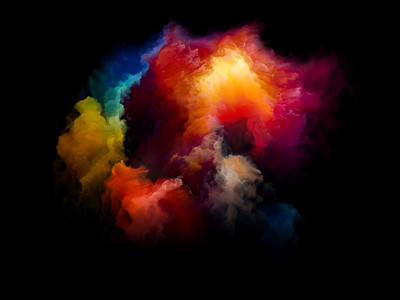 粒子gif图摄影照片_绘制粒子。彩虹岛系列。艺术、创意和设计主题的充满活力的色调和渐变的组合