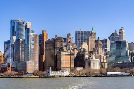 纽约市下曼哈顿地平线城市景观在纽约美国