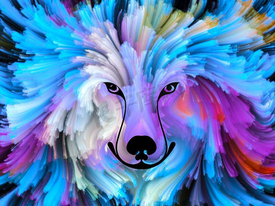 狗漆系列以艺术、想象力、创造力为主题的彩色狗肖像背景设计