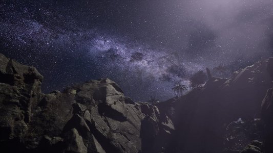 穿越峡谷摄影照片_4K天体摄影明星穿越砂岩峡谷壁
