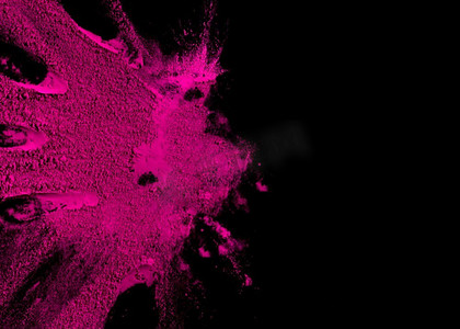 俯视图粉红色粉末爆炸与复制空间文本黑色表面