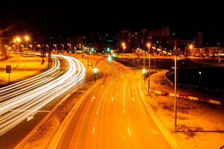 路车摄影照片_城市道路之夜
