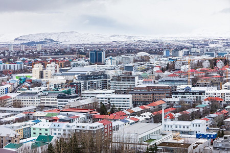 雷克雅未克摄影照片_冰岛首都雷克雅未克市鸟瞰