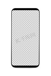 手抄报边框模板摄影照片_无边框智能手机，空白透明屏幕，白色背景隔离。屏幕是用路径裁剪出来的。隔离式无边框智能手机