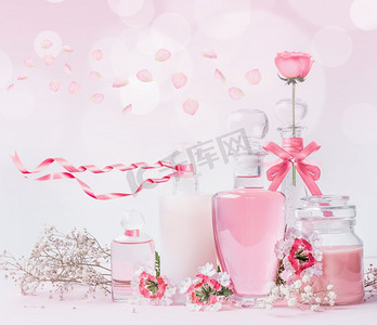 玻璃、瓶子、粉色、丝带