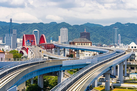 单轨铁路和高速公路红桥到神户市中心兵库关西日本