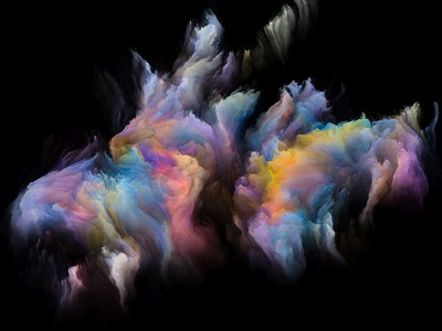 立体抽象摄影照片_上色空间系列。立体生动的多云阵型。关于艺术、想象力、创造力和教育主题的抽象。
