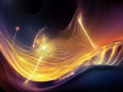 流光动态摄影照片_虚拟波系列虚拟现实科学与技术主题中的分形波与光的排列