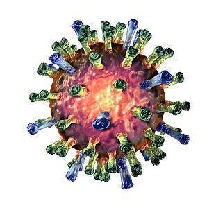 麻疹病毒细胞概念作为一个微观传染病在白色背景作为3d例证。