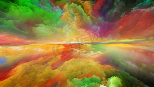 梦之地系列数字色彩在宇宙、自然、风景画、创造力和想象力主题上的相互作用
