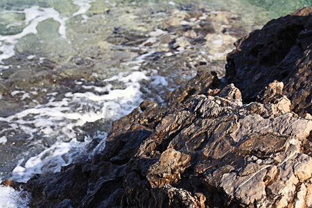 海浪、岩石、海浪的纹理