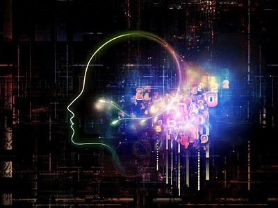 人工智能系列背景设计的人的轮廓和数字的主题的思想，逻辑，计算机和未来技术