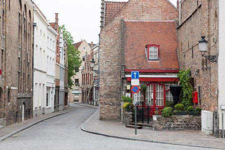 比利时布鲁日美丽的老街道。布鲁日老城区，比利时
