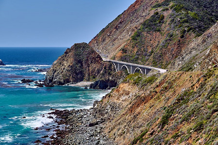 美国加利福尼亚州太平洋海岸1号高速公路上的大克里克大桥
