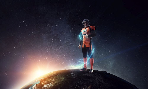 美国橄榄球运动员在地球星球上。这张照片的元素由NASA提供。美国美式足球运动员