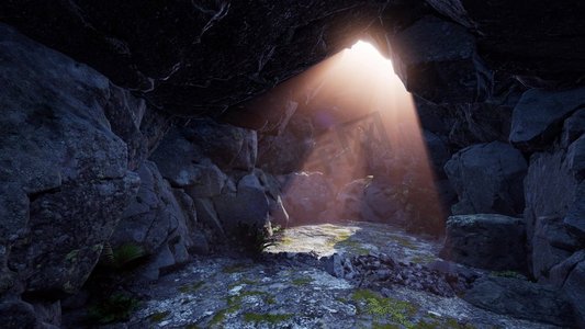 4K阳光在美丽神秘的洞穴