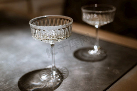 水晶葡萄酒和香槟婚礼玻璃杯