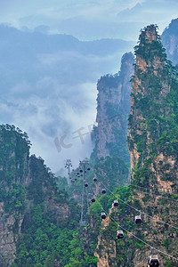  山脉，风景，电缆，铁路